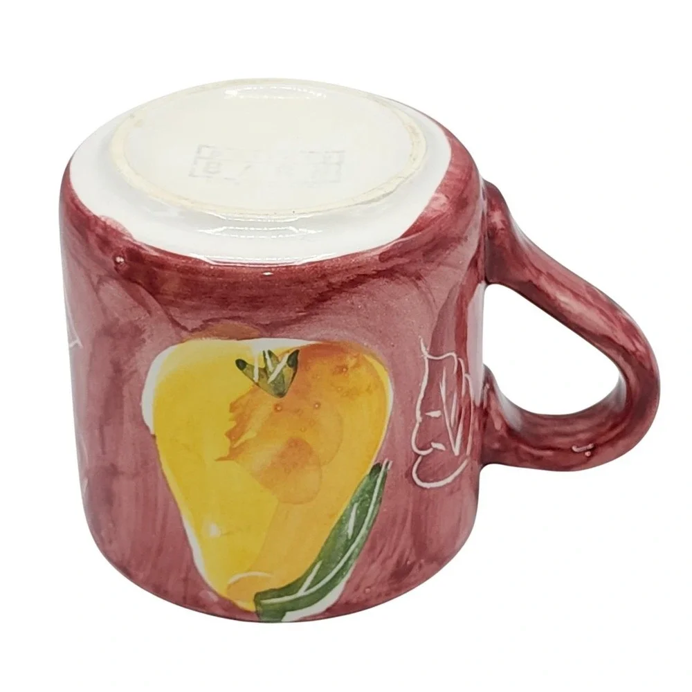 Pottery Barn Pear Fruit Ceramic Coffee Mug 14 oz Hand Painted Made in Mexico